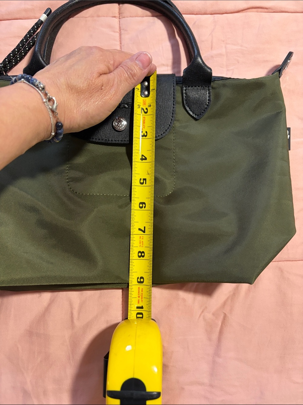 Longchamp Olive Nylon Crossbody with Black Trim - Picture 8 of 10